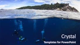  Presentation with divers - Theme with sea - scuba divers and island background and a navy blue colored foreground