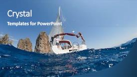  Presentation with sails sailing yacht catamaran sailing - Slides enhanced with sea against the background background and a teal colored foreground