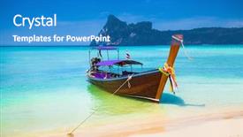  Presentation with anchors - PPT theme featuring sea anchors - longtail boats anchored at ao background and a teal colored foreground