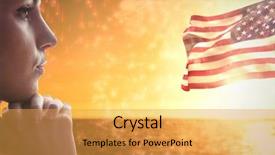  Presentation with thinking - Presentation theme featuring sea and american flag background and a yellow colored foreground