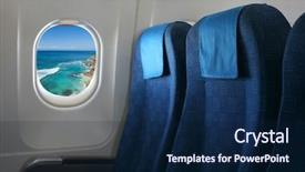  Presentation with airplane wing through airplane window - Slide set consisting of sea and coast in uluwatu background and a navy blue colored foreground