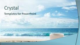  Presentation with cup coffee - Colorful PPT theme enhanced with sea and cup of coffee backdrop and a sky blue colored foreground