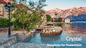  Presentation with mountain - Colorful slides enhanced with sea and mountain views montenegro backdrop and a teal colored foreground