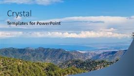  Presentation with sea - Colorful slide set enhanced with sea-and-mountains-cyprus-landscape backdrop and a light blue colored foreground