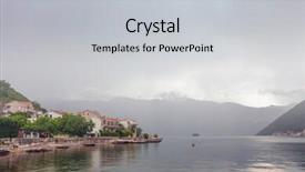  Presentation with sea weather - Presentation theme consisting of sea and mountains in bad weather montenegro background and a light gray colored foreground