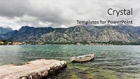  Presentation with sea weather - Beautiful presentation theme featuring sea and mountains in bad weather montenegro backdrop and a light gray colored foreground