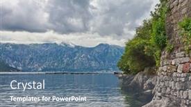  Presentation with sea weather - Slides having sea and mountains in gloomy weather montenegro background and a ocean colored foreground