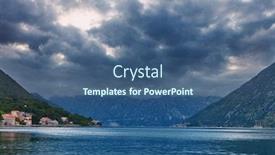  Presentation with sea weather - Slide deck consisting of sea and mountains in gloomy weather montenegro background and a ocean colored foreground
