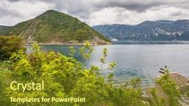  Presentation with sea weather - PPT theme consisting of sea and mountains in gloomy weather montenegro background and a tawny brown colored foreground