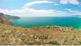  Presentation with mountains and sea - Audience pleasing slide deck consisting of sea and mountains spring bay backdrop and a coral colored foreground