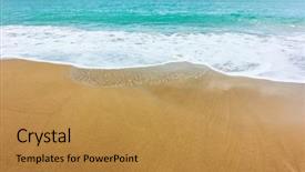  Presentation with sea - Cool new slide deck with sea and sandy beach -- background backdrop and a gold colored foreground