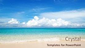  Presentation with sky blue - Amazing PPT theme having sea-and-sky-perfect-blue backdrop and a lemonade colored foreground