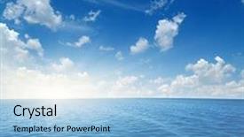  Presentation with sun rays on blue sky - Beautiful presentation design featuring sea and sun on sky backdrop and a light blue colored foreground