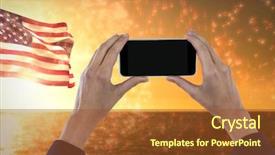  Presentation with hands holding - Beautiful PPT theme featuring sea and the american flag backdrop and a tawny brown colored foreground