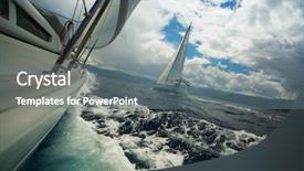  Presentation with sailing ship - Colorful PPT theme enhanced with sea at stormy weather backdrop and a gray colored foreground