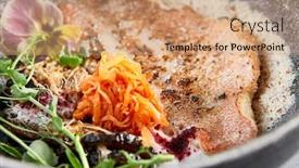  Presentation with mushrooms - Slides with sea-bass-fillet-with-shiitake background and a coral colored foreground