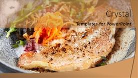  Presentation with grouper - Amazing slides having sea-bass-fillet-with-shiitake backdrop and a gold colored foreground