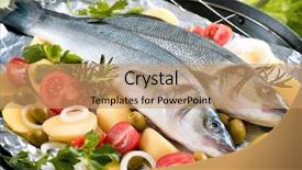  Presentation with herbs - Slides with sea bass fish background and a coral colored foreground