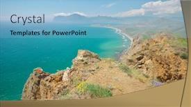  Presentation with sea shore - Presentation design with sea-bay-panorama-natural-landscape background and a light blue colored foreground