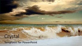  Presentation with jesus calm storm - Beautiful PPT theme featuring sea beach - view of storm seascape backdrop and a  colored foreground