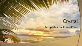  Presentation with sunset beach - Audience pleasing presentation theme consisting of sea beach view through palm backdrop and a lemonade colored foreground