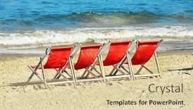  Presentation with chairs - Cool new presentation theme with sea-beach-with-chairs backdrop and a lemonade colored foreground