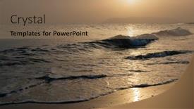  Presentation with mediterranean - Slides with sea-beautiful-golden-sunset background and a coral colored foreground