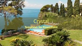  Presentation with villa - Presentation having sea beautiful landscape from the garden of a villa background and a tawny brown colored foreground
