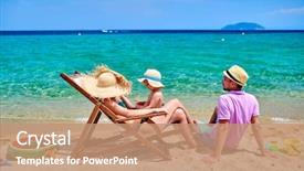  Presentation with marriage and family - Presentation theme with sea bed - family on beach young couple background and a coral colored foreground