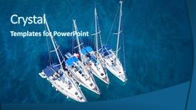  Presentation with clear water - PPT theme with sea birds - amazing view to yacht group background and a ocean colored foreground
