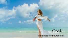  Presentation with sand ocean - Cool new PPT theme with  backdrop and a  colored foreground