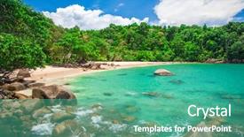  Presentation with footprints and sand beach - Presentation design with sandy beach khao lak thailand background and a seafoam green colored foreground