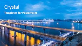  Presentation with china infrastructure - PPT theme enhanced with sea bridge of dalian china background and a teal colored foreground