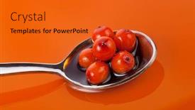  Presentation with oil - PPT theme featuring sea-buckthorn oil background background and a gold colored foreground