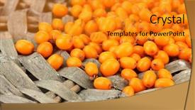  Presentation with wicker - Audience pleasing slide set consisting of sea buckthorn on wicker mat close-up backdrop and a gold colored foreground