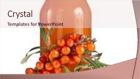  Presentation with thorn - Cool new slide deck with sea buckthorn sallow thorn berries juice on the bottle isolated on white background backdrop and a lemonade colored foreground