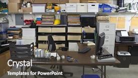  Presentation with clutter - Beautiful slide set featuring sea caos - untidy shop space office backdrop and a dark gray colored foreground