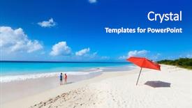  Presentation with kids playing - Cool new theme with sea coast - kids having fun at tropical backdrop and a  colored foreground