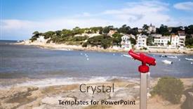  Presentation with beautiful houses - Slide set consisting of sea-coast-binoculos-for-amazing background and a coral colored foreground