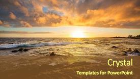  Presentation with scenic - Colorful presentation design enhanced with sea coast good for wallpaper backdrop and a tawny brown colored foreground