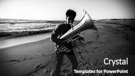  Presentation with black sea - Amazing presentation design having sea coast high-contrast backdrop and a dark gray colored foreground