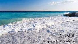  Presentation with waves - Amazing presentation design having sea coast with waves wide angle view backdrop and a light gray colored foreground