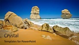  Presentation with ocean - Cool new PPT layouts with sea coastline - twelve apostles great ocean road backdrop and a gold colored foreground