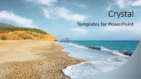  Presentation with blue waves - Audience pleasing theme consisting of sea coastline with waves backdrop and a  colored foreground