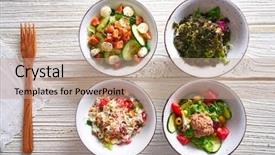  Presentation with sea cucumber - Amazing theme having sea cucumber - four salad mix bowls healthy backdrop and a coral colored foreground