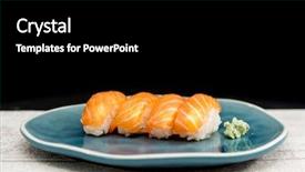  Presentation with japanese food - Slide deck having sea cucumber - fresh sushi traditional japanese food background and a black colored foreground