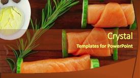  Presentation with buns rolls - Colorful PPT layouts enhanced with sea cucumber - image of smoked salmon rolls backdrop and a tawny brown colored foreground