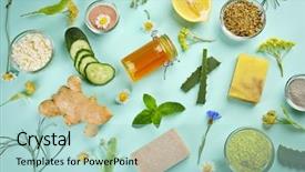  Presentation with sea cucumber - Slide deck with sea cucumber - natural ingredients for skin care background and a mint green colored foreground