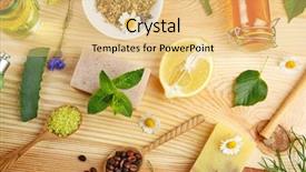  Presentation with sea cucumber - Presentation theme with sea cucumber - natural ingredients for skin care background and a yellow colored foreground