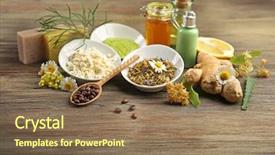  Presentation with sea cucumber - PPT theme enhanced with sea cucumber - natural ingredients for skin care background and a violet colored foreground